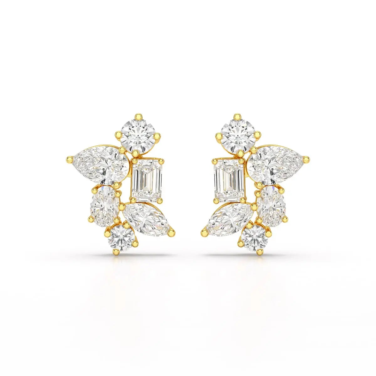 6.57 CT Multi Shape Lab Diamond Stud Earrings Jama Jewels