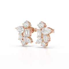 6.57 CT Multi Shape Lab Diamond Stud Earrings Jama Jewels