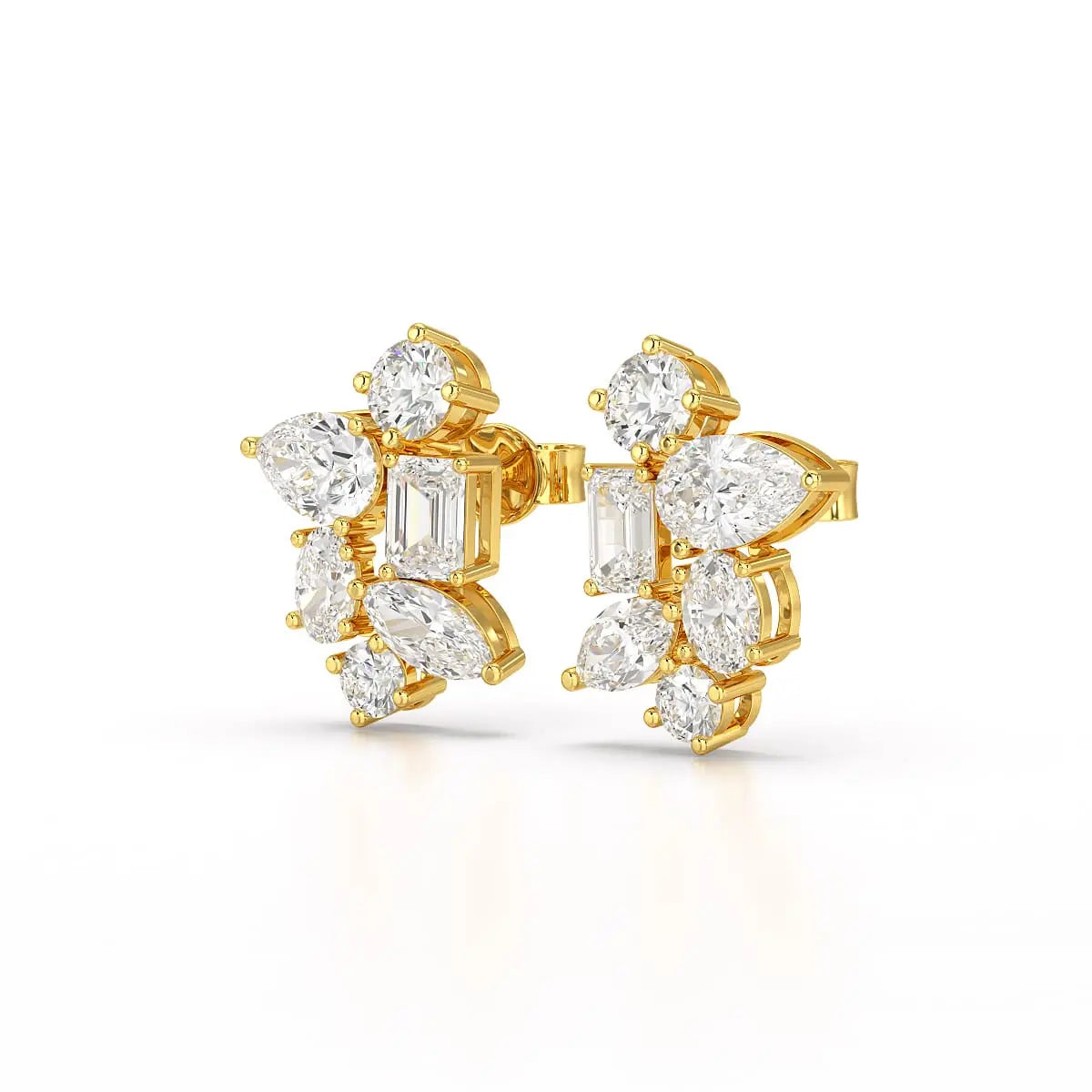 6.57 CT Multi Shape Lab Diamond Stud Earrings Jama Jewels