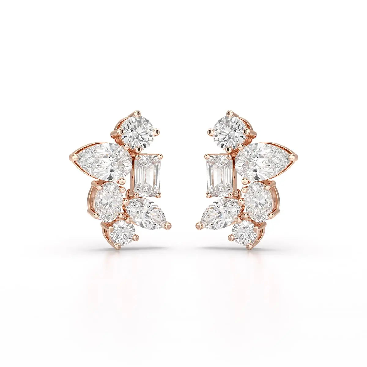 6.57 CT Multi Shape Lab Diamond Stud Earrings Jama Jewels
