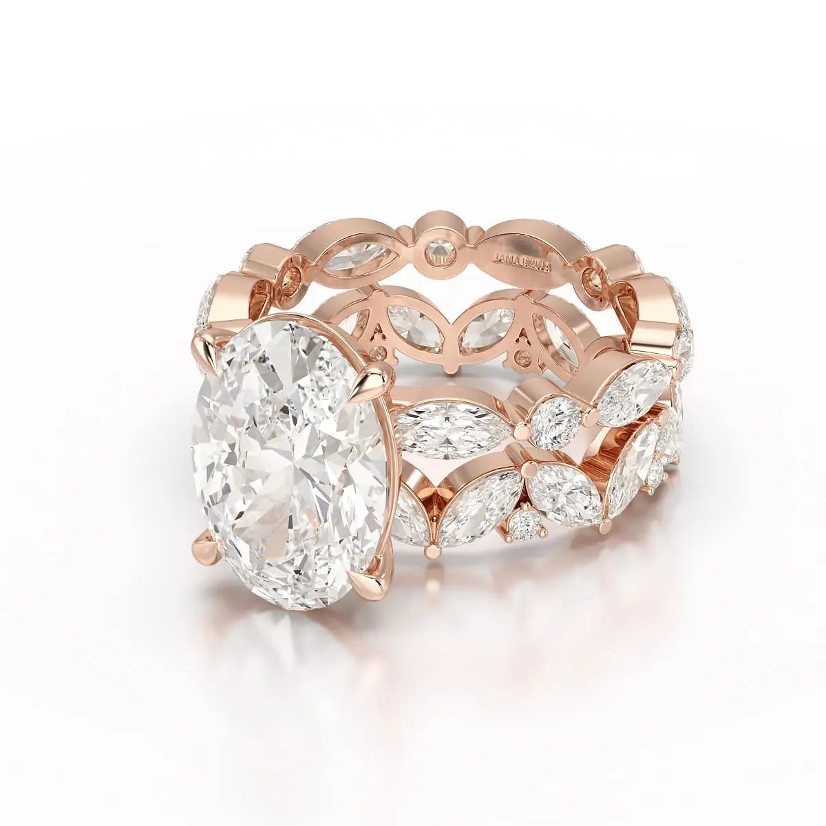 6.56 CT Oval and Marquise Cut Lab Diamond Ring Jama Jewels