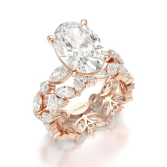 6.56 CT Oval and Marquise Cut Lab Diamond Ring Jama Jewels