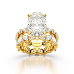 6.56 CT Oval and Marquise Cut Lab Diamond Ring Jama Jewels