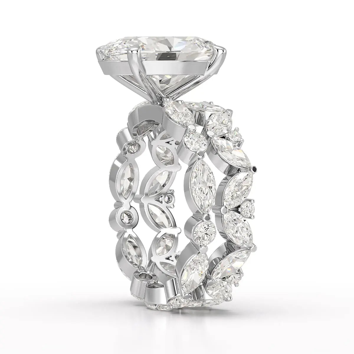 6.56 CT Oval and Marquise Cut Lab Diamond Ring Jama Jewels