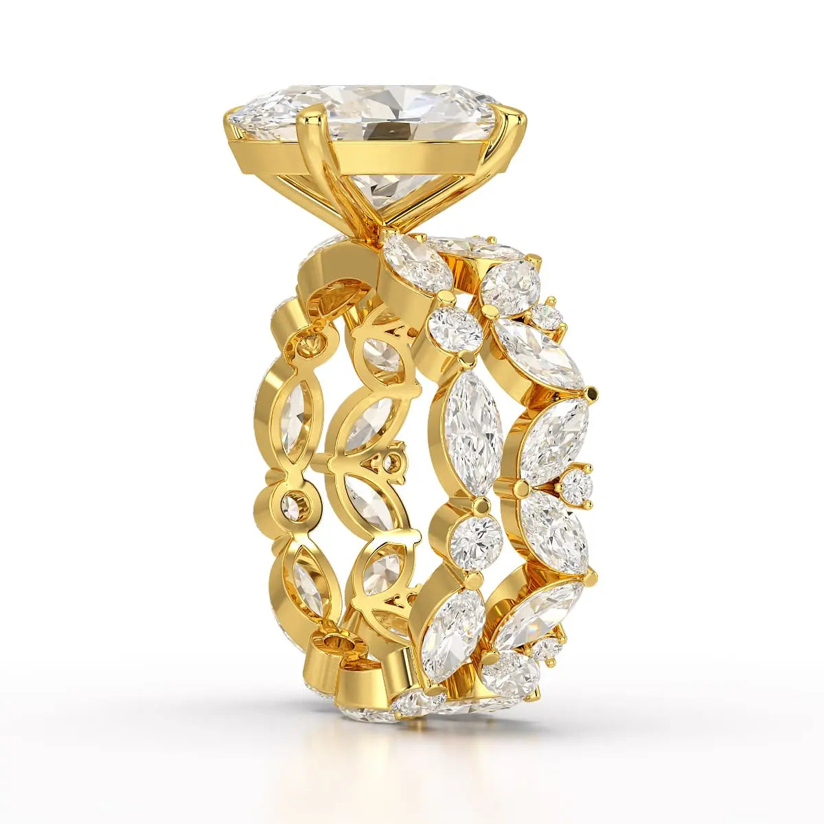 6.56 CT Oval and Marquise Cut Lab Diamond Ring Jama Jewels