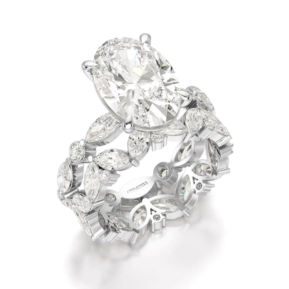 6.56 CT Oval and Marquise Cut Lab Diamond Ring Jama Jewels
