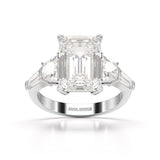 6.6 CT Lab Diamond Emerald and Tapper Cut Ring