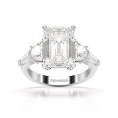 6.6 CT Lab Diamond Emerald and Tapper Cut Ring