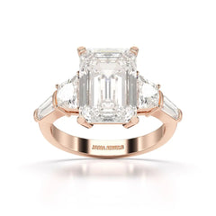 6.6 CT Lab Diamond Emerald and Tapper Cut Ring