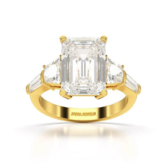6.6 CT Lab Diamond Emerald and Tapper Cut Ring