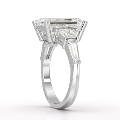 6.6 CT Lab Diamond Emerald and Tapper Cut Ring