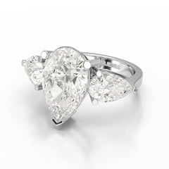 6.82 CT Lab Diamond Pear Cut Three Stone Ring