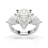 6.82 CT Lab Diamond Pear Cut Three Stone Ring