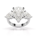 6.82 CT Lab Diamond Pear Cut Three Stone Ring