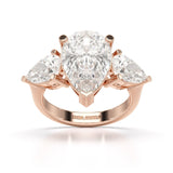 6.82 CT Lab Diamond Pear Cut Three Stone Ring