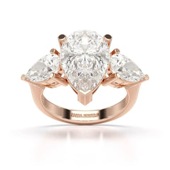 6.82 CT Lab Diamond Pear Cut Three Stone Ring