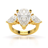 6.82 CT Lab Diamond Pear Cut Three Stone Ring
