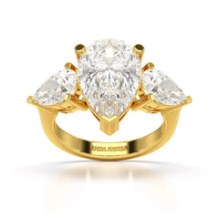 6.82 CT Lab Diamond Pear Cut Three Stone Ring