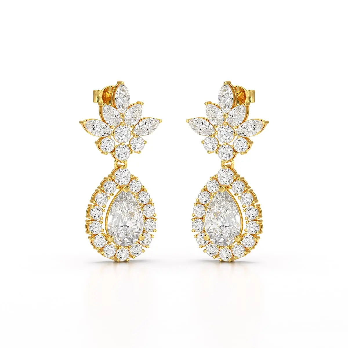 6.8 CT Pear and Marquise Cut lab Diamond Drop Earrings Jama Jewels