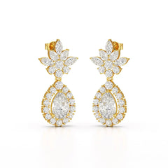 6.8 CT Pear and Marquise Cut lab Diamond Drop Earrings Jama Jewels