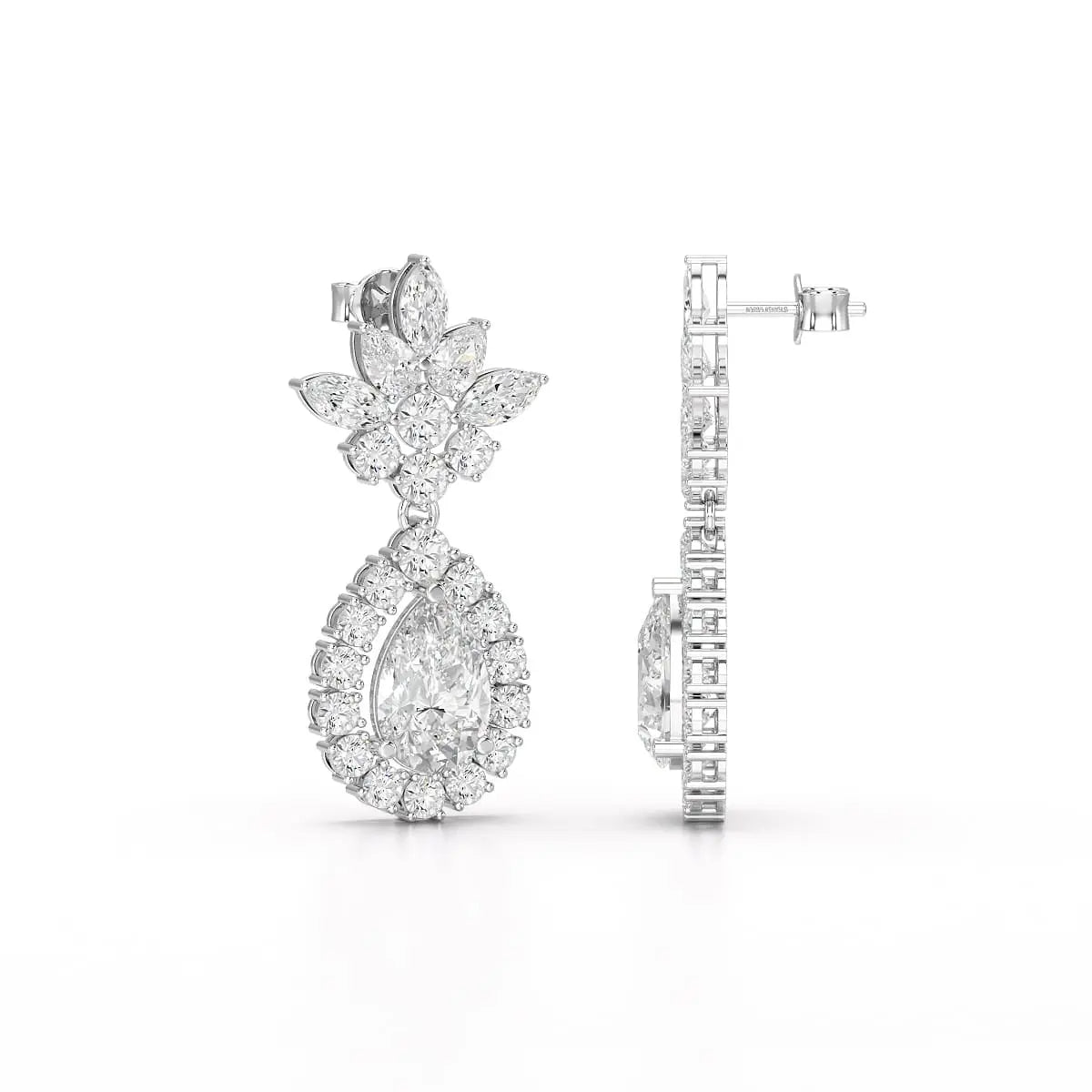 6.8 CT Pear and Marquise Cut lab Diamond Drop Earrings Jama Jewels