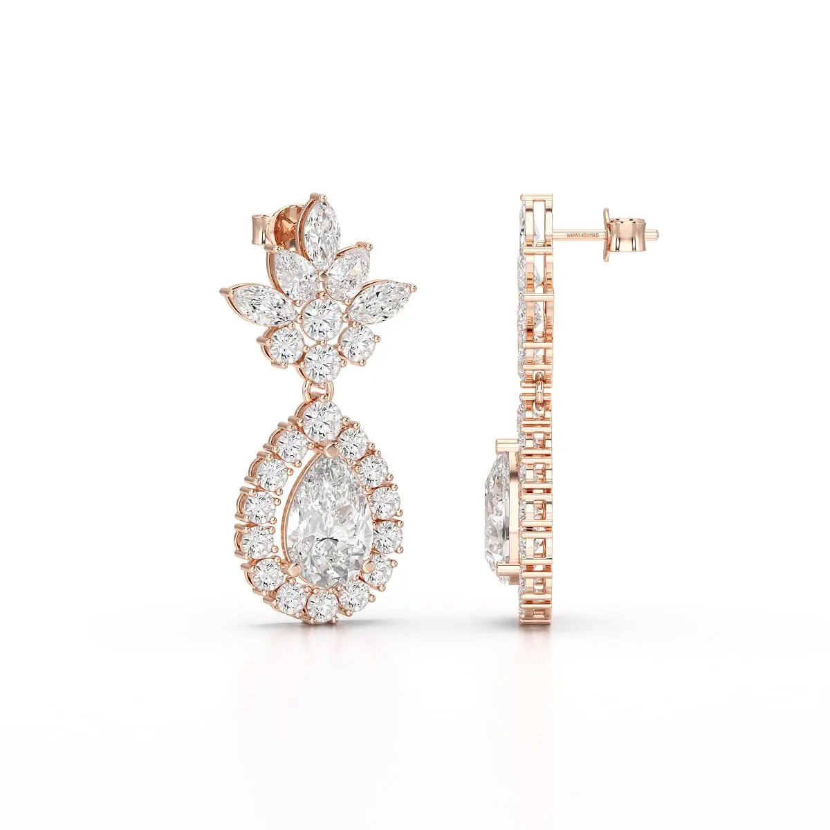 6.8 CT Pear and Marquise Cut lab Diamond Drop Earrings Jama Jewels