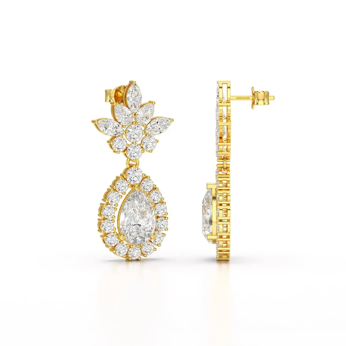 6.8 CT Pear and Marquise Cut lab Diamond Drop Earrings Jama Jewels