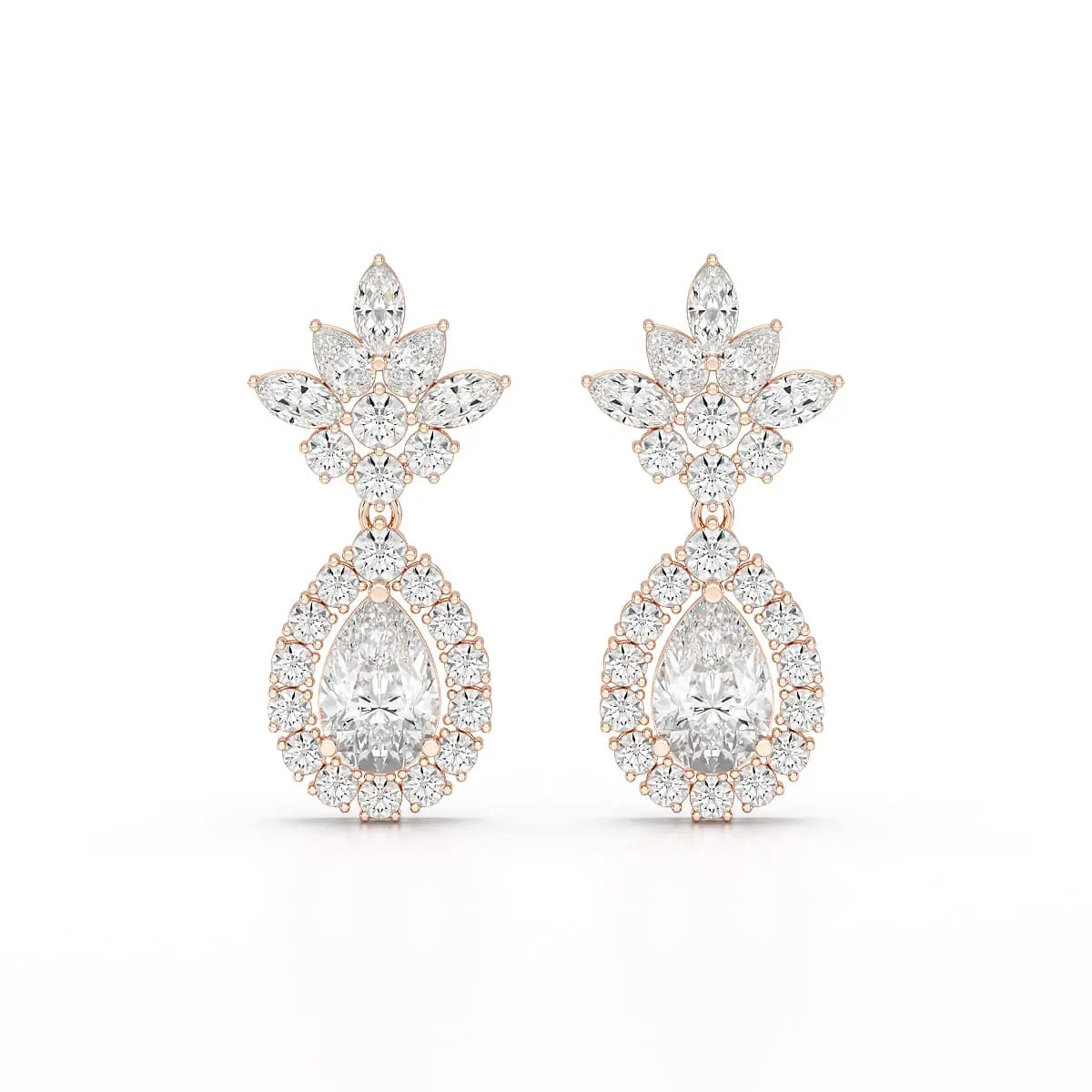 6.8 CT Pear and Marquise Cut lab Diamond Drop Earrings Jama Jewels