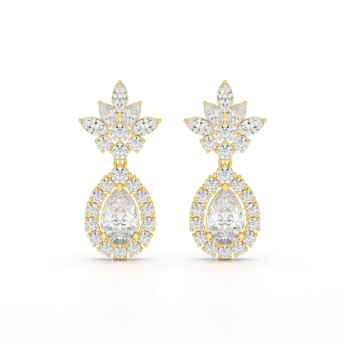 6.8 CT Pear and Marquise Cut lab Diamond Drop Earrings Jama Jewels