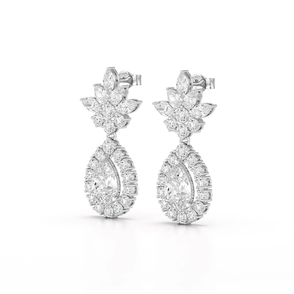 6.8 CT Pear and Marquise Cut lab Diamond Drop Earrings Jama Jewels