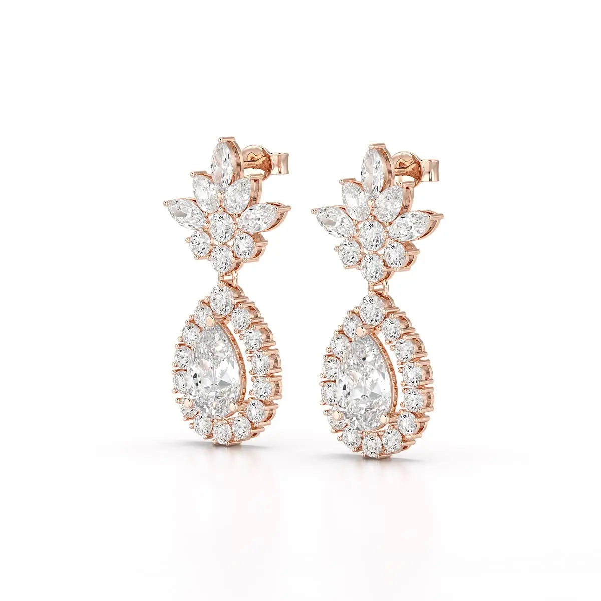 6.8 CT Pear and Marquise Cut lab Diamond Drop Earrings Jama Jewels
