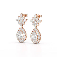 6.8 CT Pear and Marquise Cut lab Diamond Drop Earrings Jama Jewels