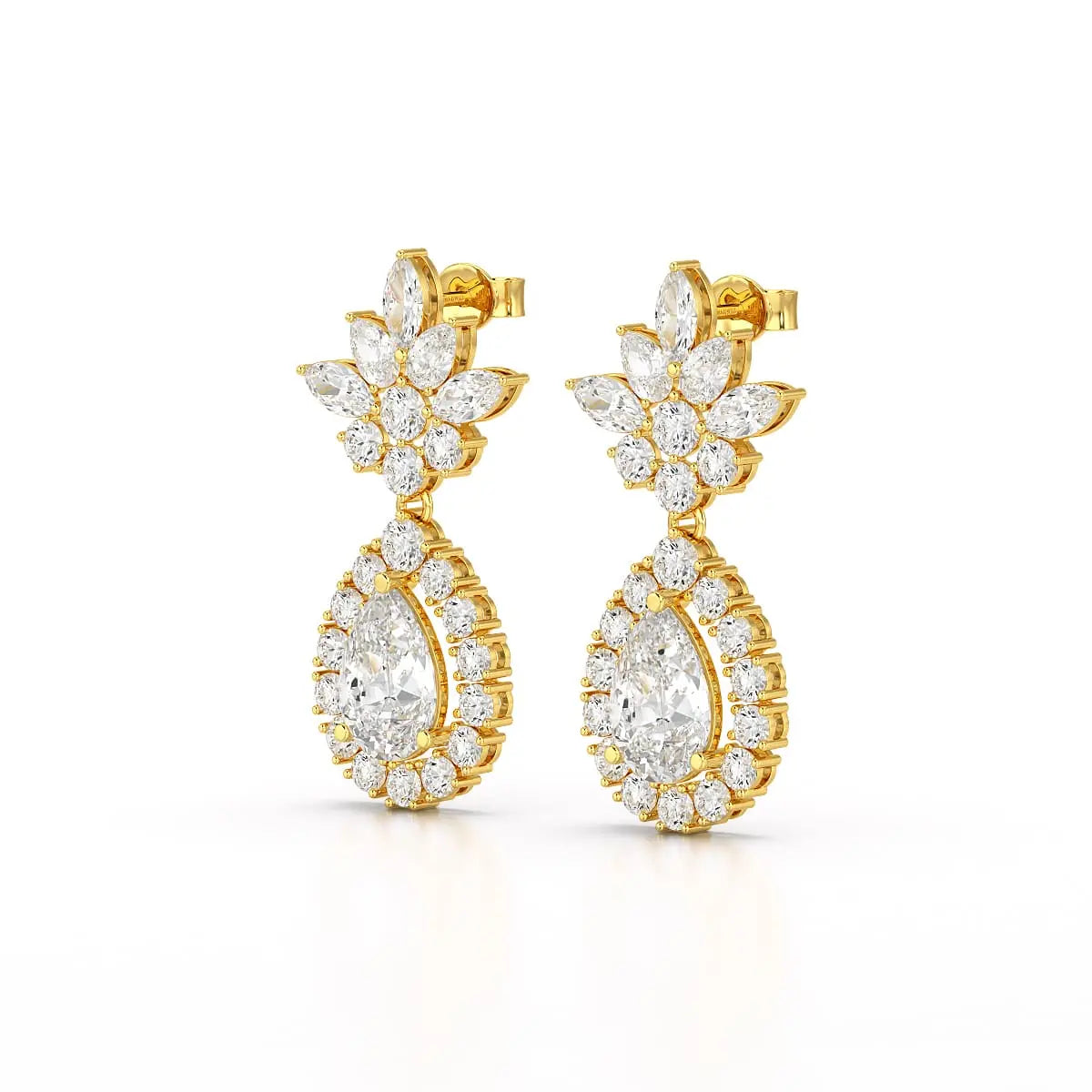 6.8 CT Pear and Marquise Cut lab Diamond Drop Earrings Jama Jewels
