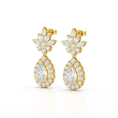 6.8 CT Pear and Marquise Cut lab Diamond Drop Earrings Jama Jewels
