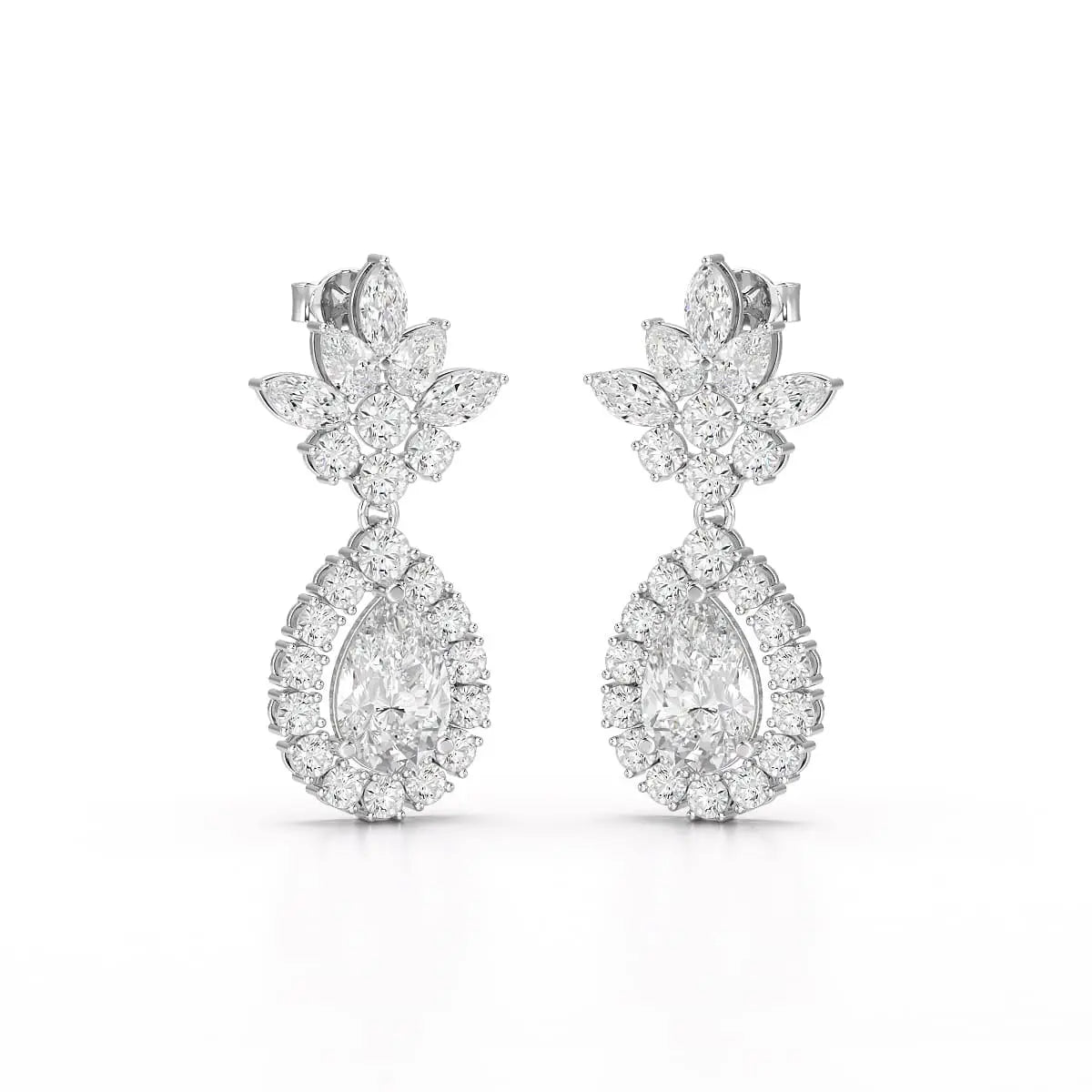 6.8 CT Pear and Marquise Cut lab Diamond Drop Earrings Jama Jewels