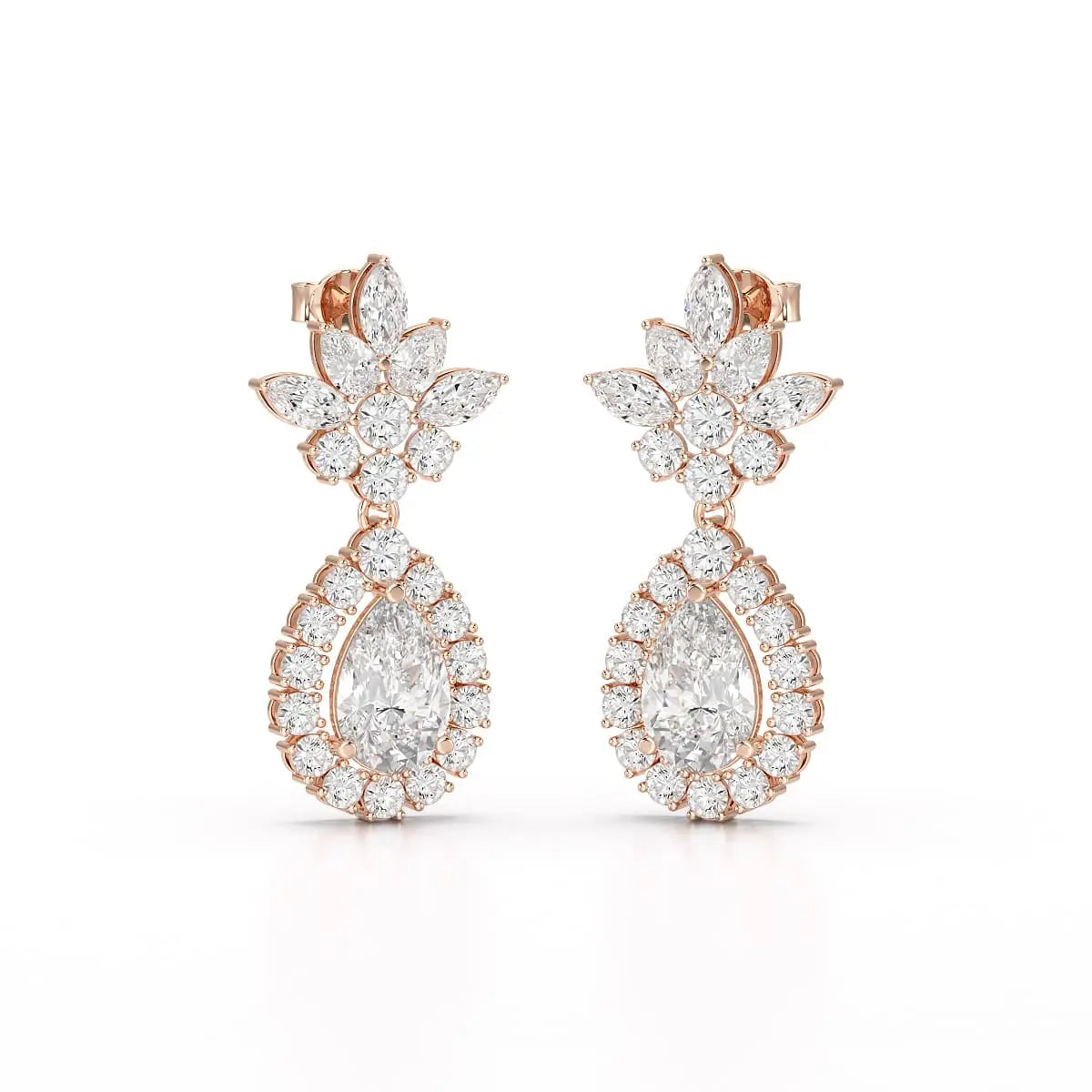 6.8 CT Pear and Marquise Cut lab Diamond Drop Earrings Jama Jewels