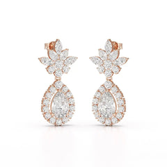 6.8 CT Pear and Marquise Cut lab Diamond Drop Earrings Jama Jewels