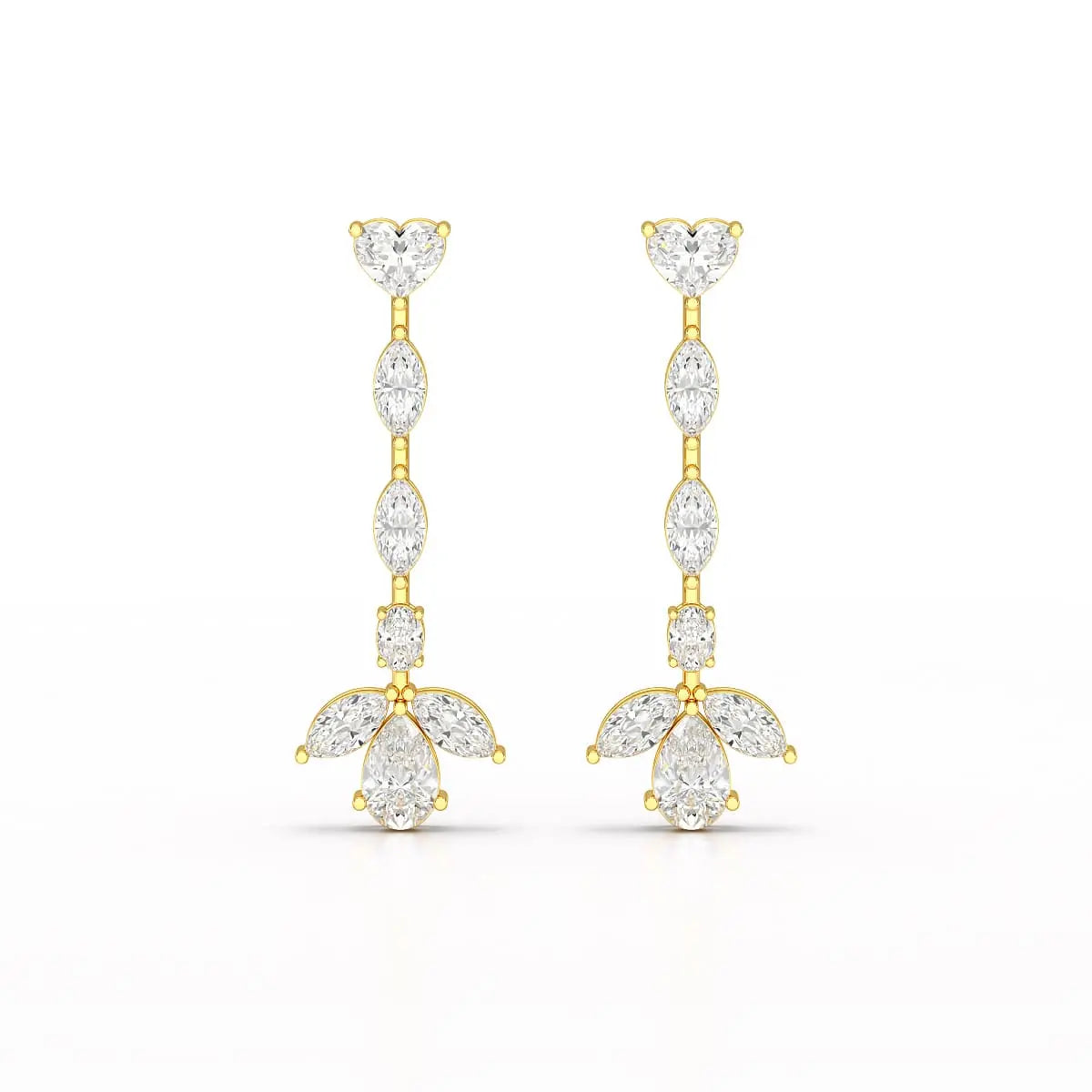 6 CT Multi shape Dangle Lab Diamond Earrings