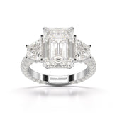 7.49 CT Three Stone Emerald Cut Lab Diamond Ring
