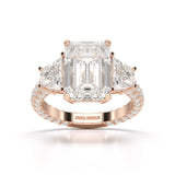 7.49 CT Three Stone Emerald Cut Lab Diamond Ring