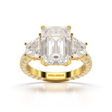 7.49 CT Three Stone Emerald Cut Lab Diamond Ring