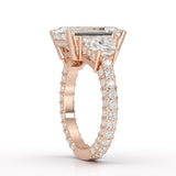 7.49 CT Three Stone Emerald Cut Lab Diamond Ring