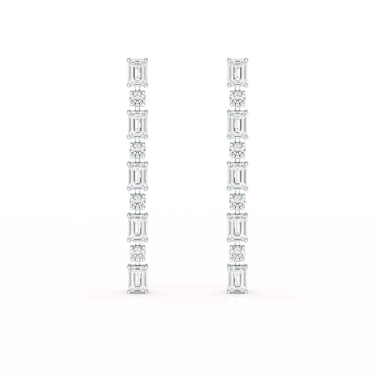 8.27 CT Lab Diamond Emerald Cut Dangle Drop Earring