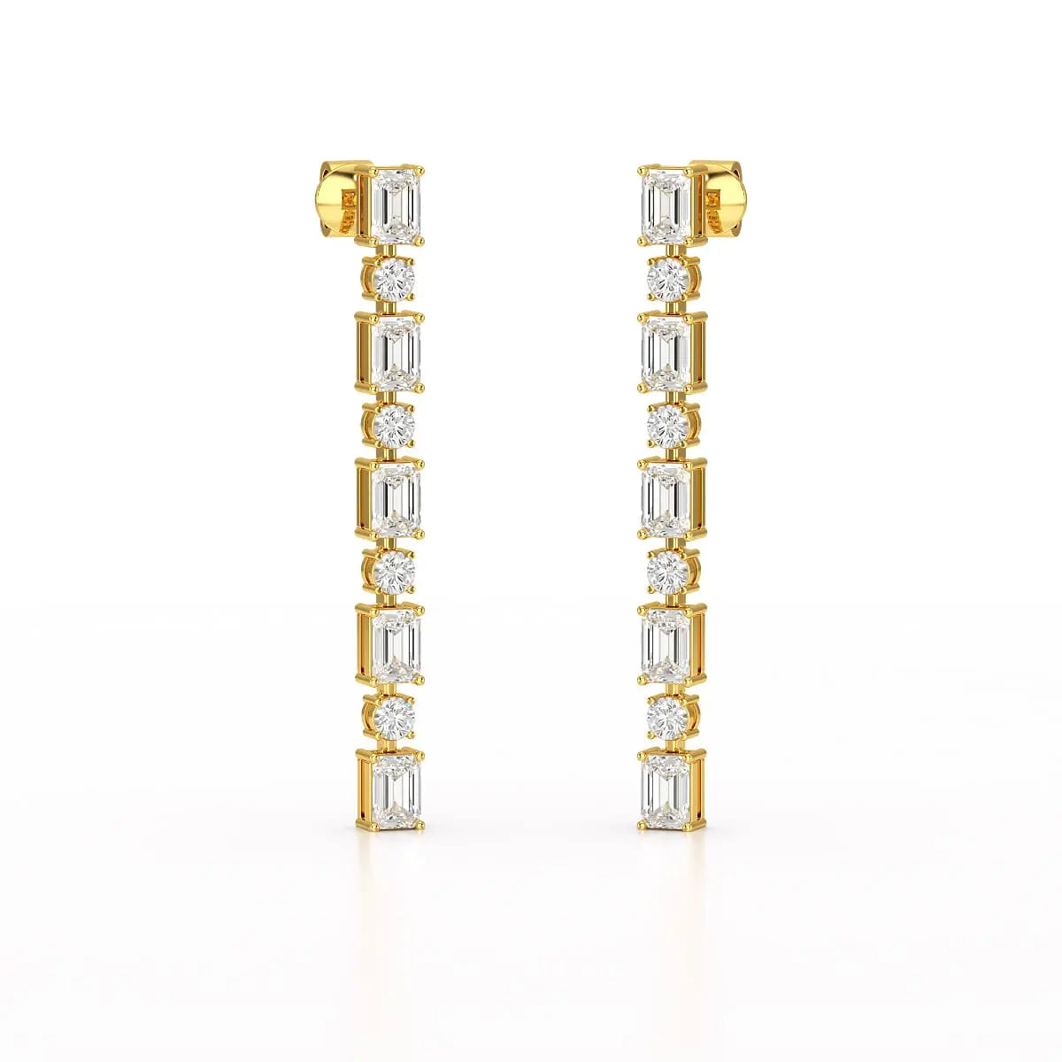 8.27 CT Lab Diamond Emerald Cut Dangle Drop Earring