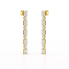 8.27 CT Lab Diamond Emerald Cut Dangle Drop Earring