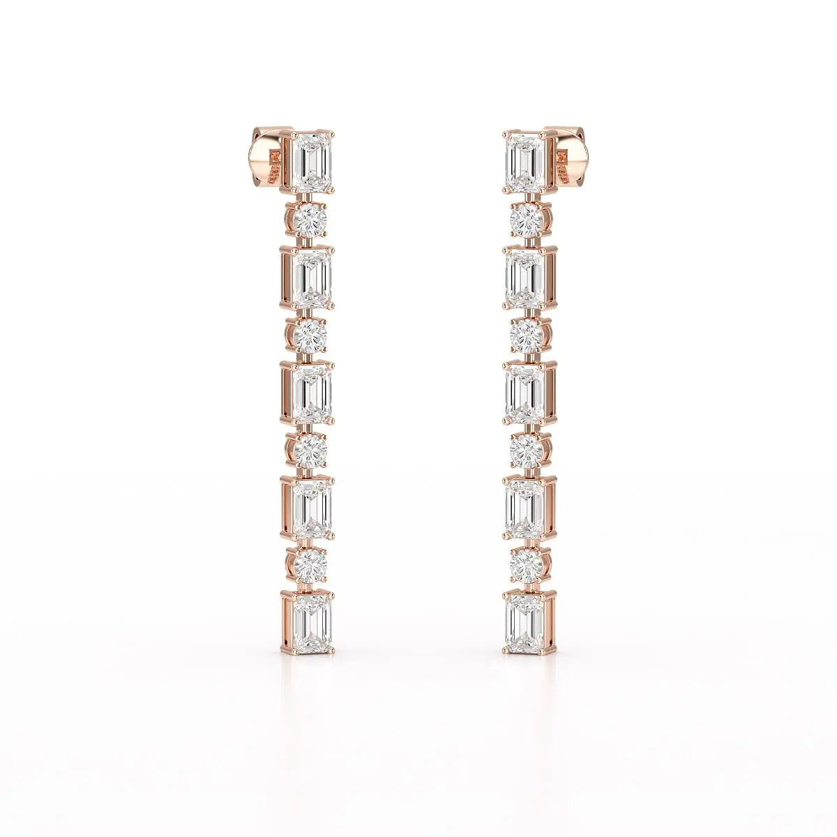 8.27 CT Lab Diamond Emerald Cut Dangle Drop Earring
