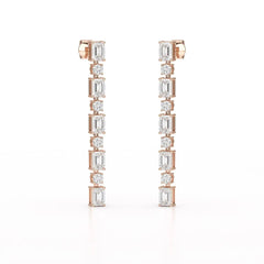8.27 CT Lab Diamond Emerald Cut Dangle Drop Earring