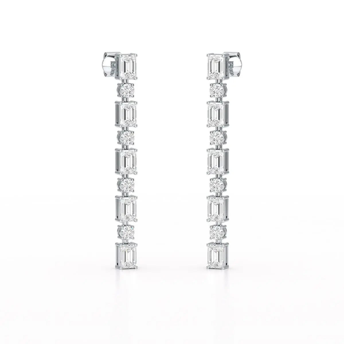 8.27 CT Lab Diamond Emerald Cut Dangle Drop Earring
