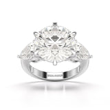 9.13 CT Lab Diamond Round and Pear Cut Three Stone Ring