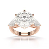9.13 CT Lab Diamond Round and Pear Cut Three Stone Ring